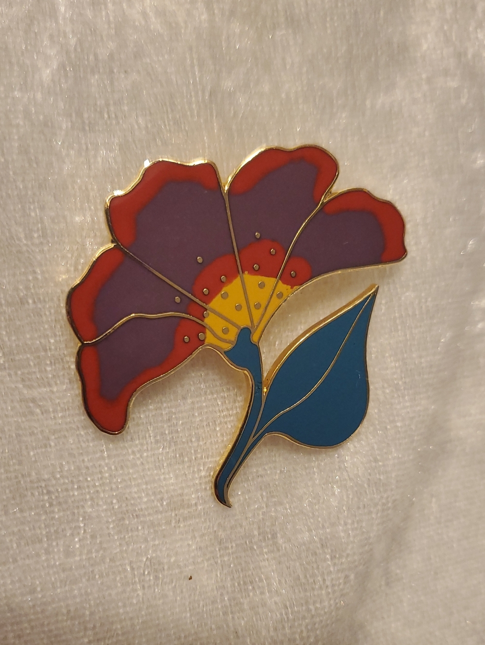 Vintage Rare LAUREL BURCH Flower Enamel  Cloisonne Brooch Pin